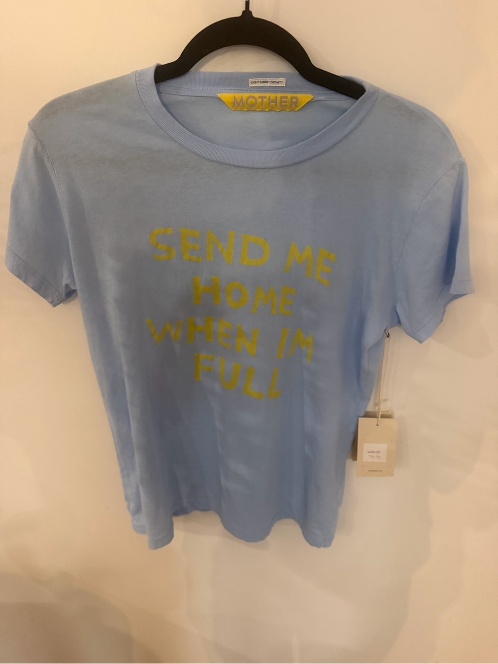 NWT MOTHER The Boxy Goodie Goodie "Send Me Home When I'm Full" Graphic Tee - XS